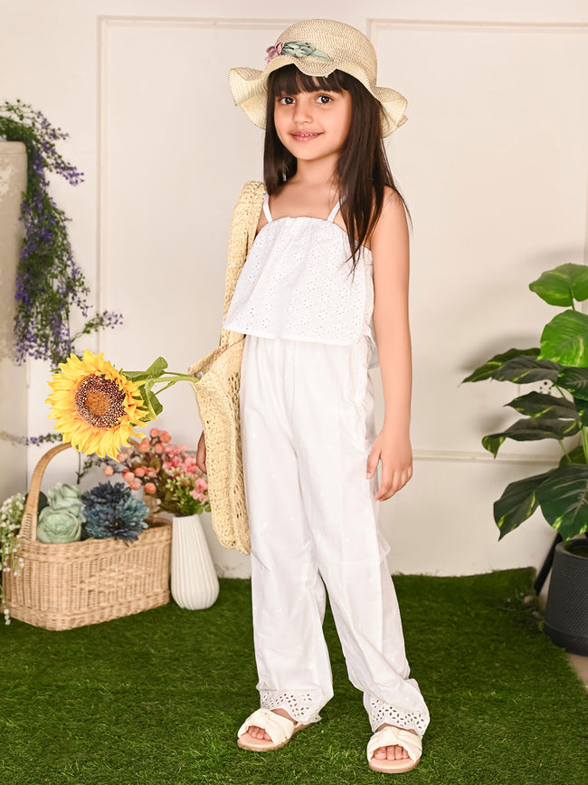 Embroidered Sleeveless Full Jumpsuit