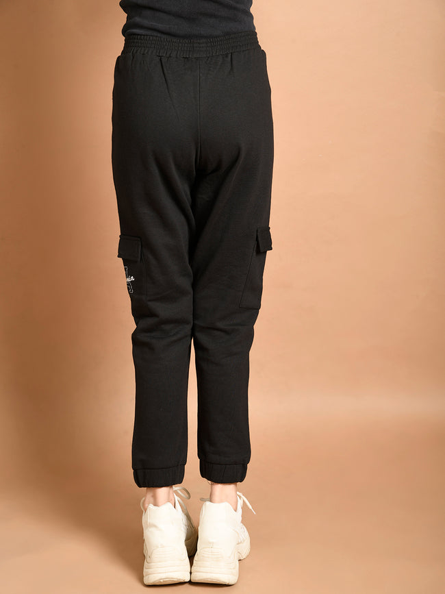 Solid Plain Cargo Joggers