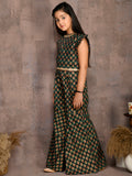 Tribal Printed Sleeveless Top with Sharara Set