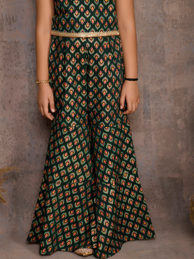 Tribal Printed Sleeveless Top with Sharara Set