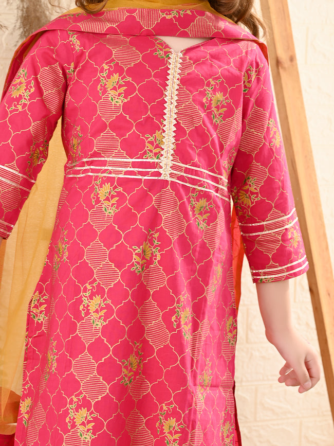 Ethnic Printed Kurta Sharara Set with Dupatta