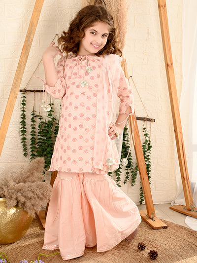Floral Printed Kurta Sharara Set with Dupatta