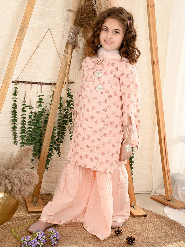 Floral Printed Kurta Sharara Set with Dupatta