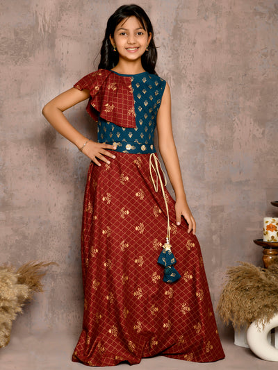 Batik Printed Sleeveless Choli with Lehenga Set