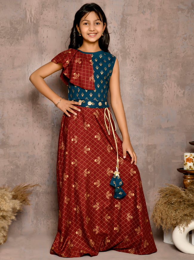 Batik Printed Sleeveless Choli with Lehenga Set