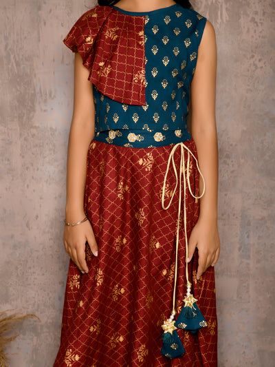 Batik Printed Sleeveless Choli with Lehenga Set