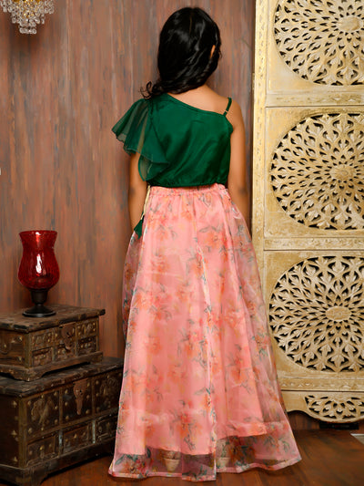 One Shoulder Choli with Floral Lehenga Set