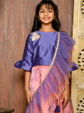 Silk Choli with Floral Print Lehenga Set